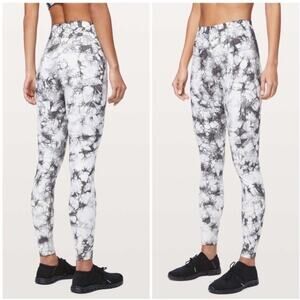 Lululemon Wunder Under High Rise Tight •2• Dual Shibori Baltic Gray White